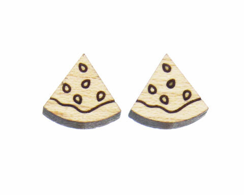 Watermelon Slice 03 Wood Stud Earring Blanks