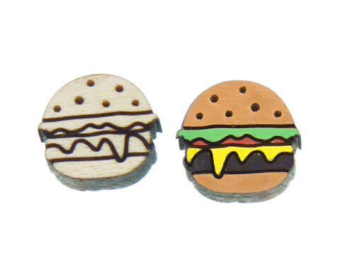 Hamburger Wood Stud Earring Blanks