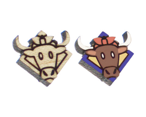 Longhorn 2 Wood Stud Earring Blanks