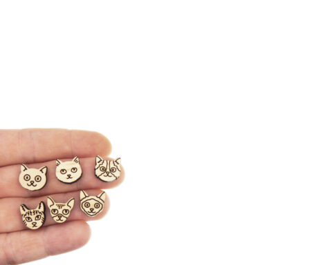 Cat G1A04 Wood Stud Earring Blanks