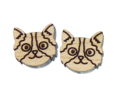 Cat G1A06 Wood Stud Earring Blanks