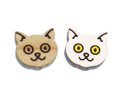Cat G1A01 Wood Stud Earring Blanks