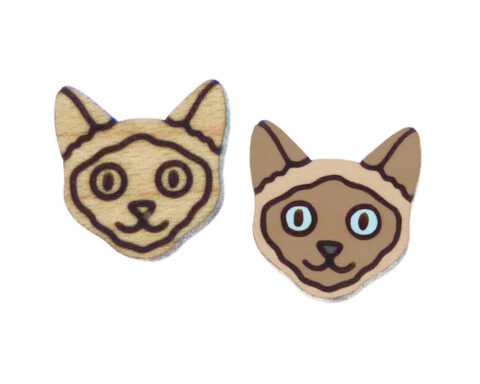 Cat G1A03 Wood Stud Earring Blanks