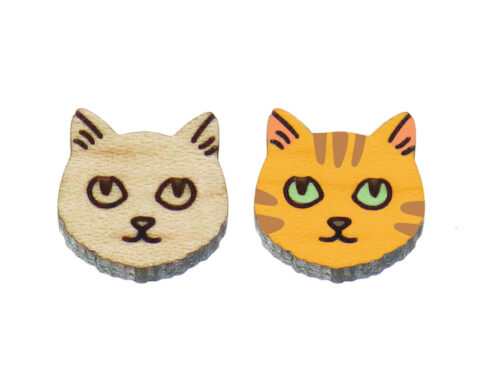 Cat G1A05 Wood Stud Earring Blanks