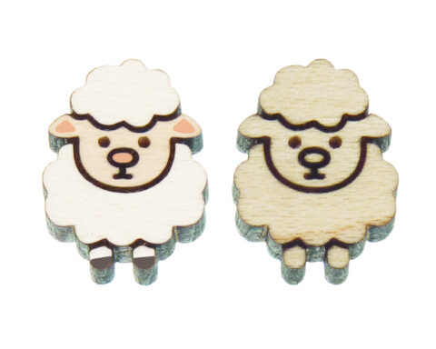 Lamb (facing front) Wood Stud Earring Blanks