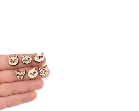 Cat G2A08 Wood Stud Earring Blanks