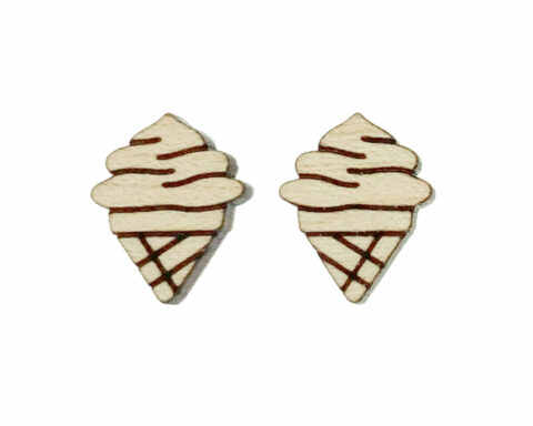 Ice Cream Cone 3 Wood Stud Earring Blanks