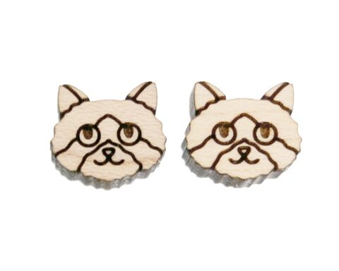 Cat G2A08 Wood Stud Earring Blanks