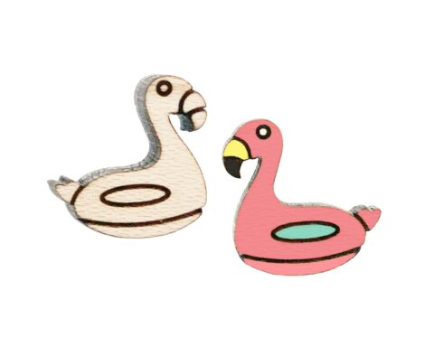 Flamingo Float Wood Stud Earring Blanks
