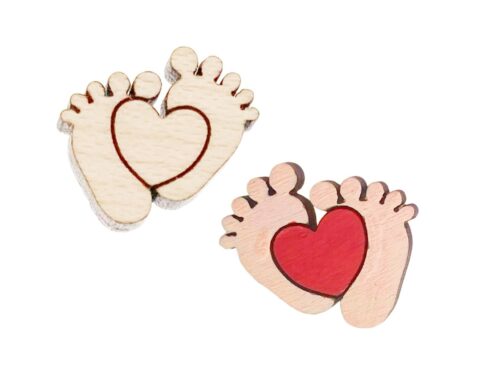Baby Feet with Heart Wood Stud Earring Blanks
