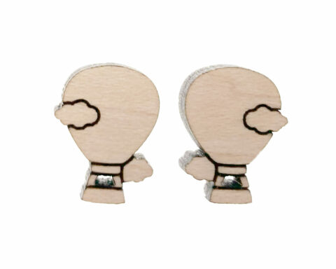 Hot Air Balloon 3 Clouds Wood Stud Earring Blanks