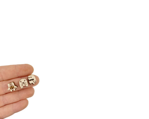 Cute Monster 2 Wood Stud Earring Blanks