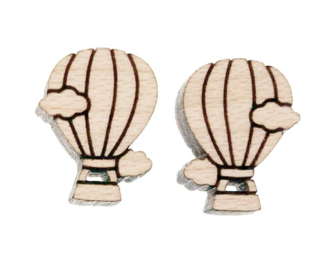 Hot Air Balloon 1 Clouds Wood Stud Earring Blanks