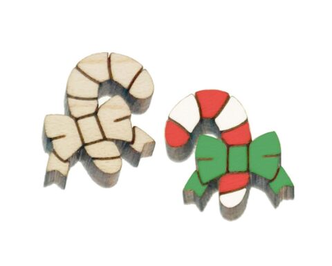 Candy Cane with Bow 2 Wood Stud Earring Blanks