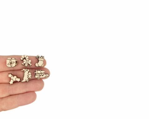 Candy Cane with Bow 2 Wood Stud Earring Blanks