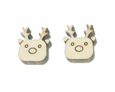 Reindeer D2-1 Wood Stud Earring Blanks