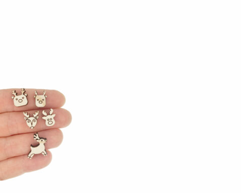 Reindeer D2-3 Wood Stud Earring Blanks
