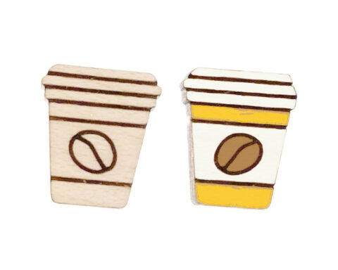 Coffee Cup 2 Wood Stud Earring Blanks
