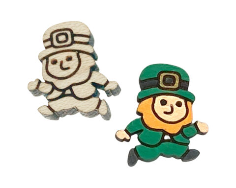 Leprechaun Wood Stud Earring Blanks