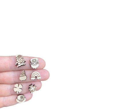 Leprechaun Face Wood Stud Earring Blanks