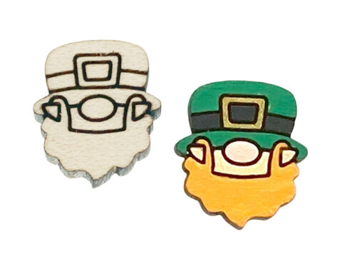 Leprechaun Face Wood Stud Earring Blanks