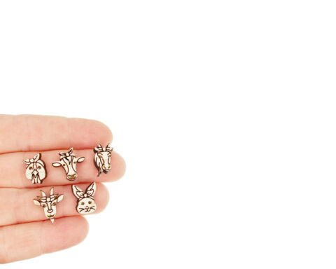 Goat with Bandana Wood Stud Earring Blanks