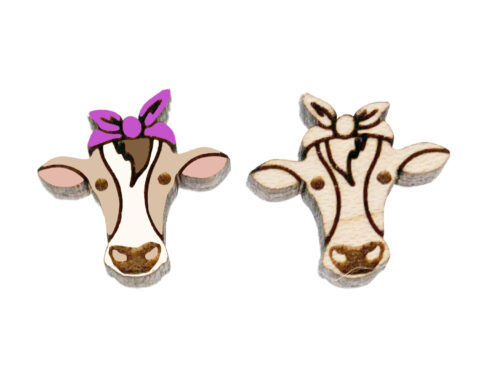 Cow with Bandana Wood Stud Earring Blanks