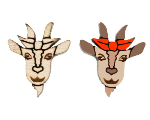 Goat with Bandana Wood Stud Earring Blanks