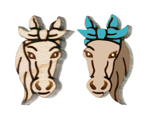 Horse with Bandana Wood Stud Earring Blanks